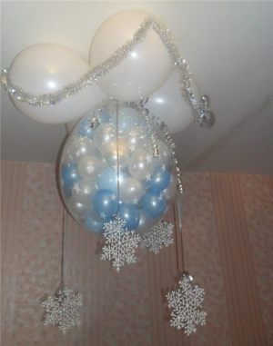 Тематические украшение дома шарами на Новый год 
